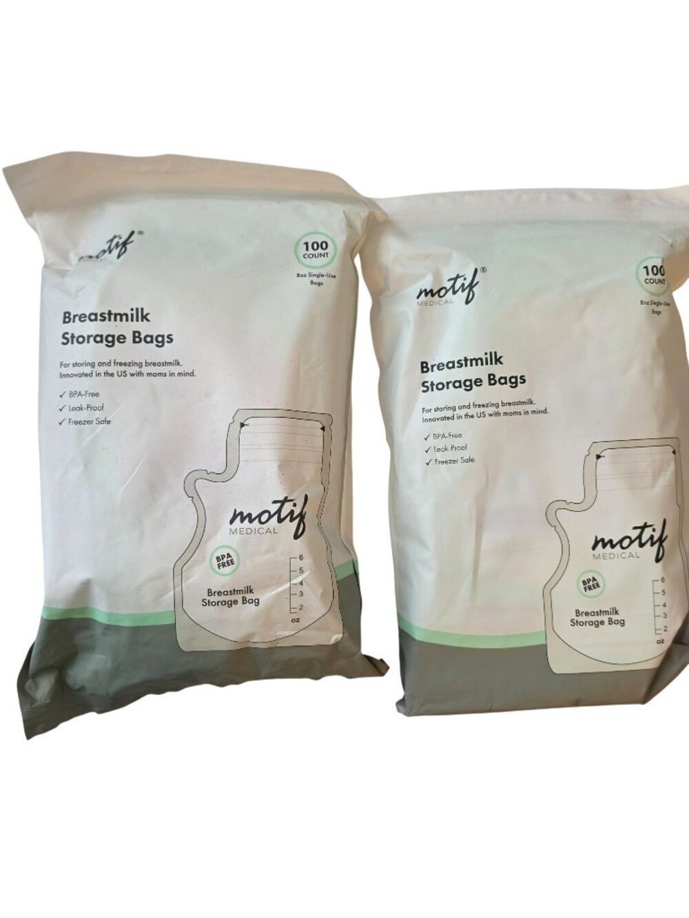 Lot of 2 packs Motif Breastmilk Storage Bags BPA-Free Leak-Proof Freezer Safe